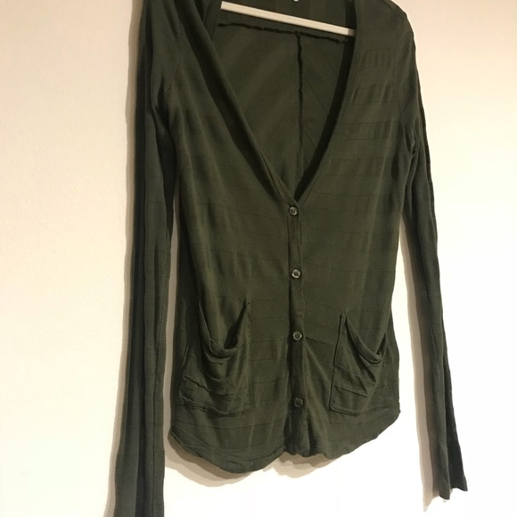 SPLENDID Olive Green Chevron Cardigan Sweater M - Picture 3 of 8